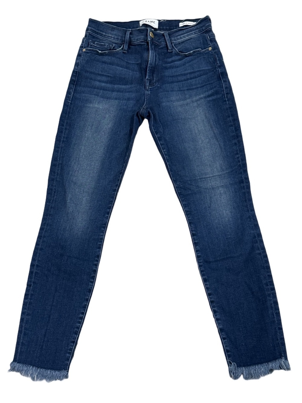FRAME Le Skinny de Jeanne Crop Jeans Size 28 Raw Hem Stretch Dark Wash